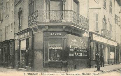 CPA FRANCE 30 "Alais, la grande rue, magasin de chaussures E. MAZER"
