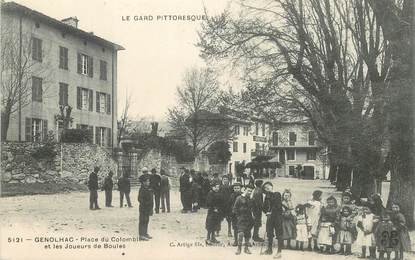 CPA FRANCE 30 "Genolhac, Place du Colombier et les joueurs de Boules"