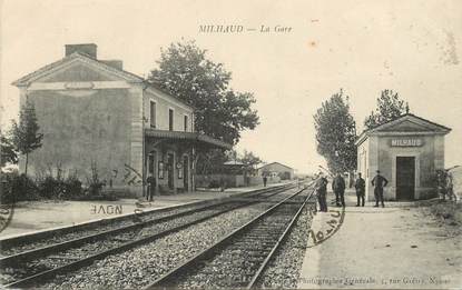 CPA FRANCE 30 "Milhaud, la gare" / TRAIN