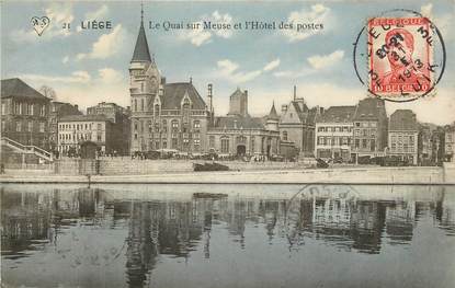 CPA BELGIQUE "Liège, le quai sur Meuse et Hotel des postes"
