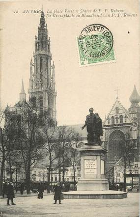 CPA BELGIQUE "Anvers, la place verte et statue de P.P. Rubens"