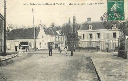 CPA FRANCE 77 "Brie Comte Robert, rue de la gare et rue de Paris"