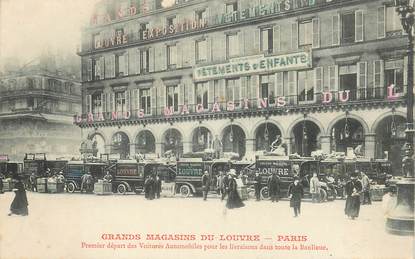 CPA FRANCE 75001 "Paris, les grands magasins du Louvre, voitures automobiles"