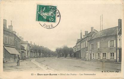 CPA FRANCE 18 "Dun sur Auron, Hotel des Postes, les Promenades"