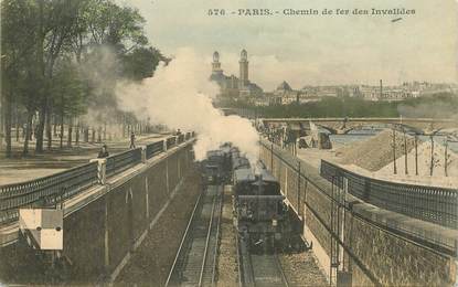 CPA  FRANCE 75007 "Paris, le chemin de fer des invalides" / TRAIN