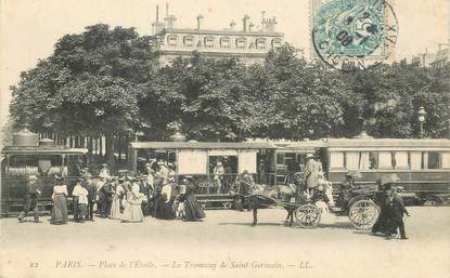 CPA FRANCE 75008 "Paris, Place de l'Etoile, le tramway de Saint Germain"