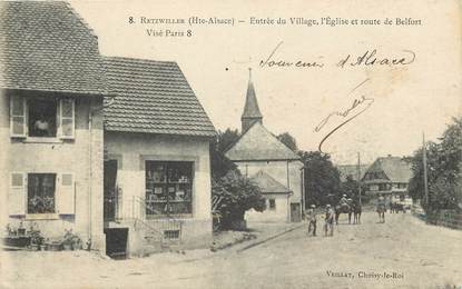 CPA FRANCE 68 "Retzwiller, entrée du village, l'Eglise et route de Belfort"