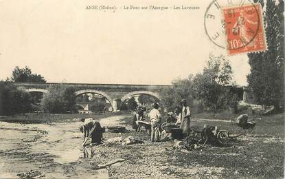 CPA FRANCE 69 "Anse, le pont sur l'Azergue, les laveuses"
