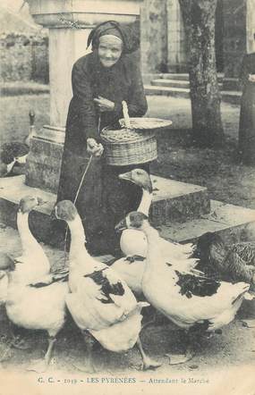  CPA FRANCE 65 "Les Pyrénées, attendant le Marché" / CACHET AMBULANT AU VERSO