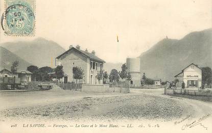 CPA  FRANCE 74 "Faverges, la gare et le Mont Blanc"