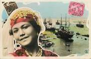 Egypte CPA EGYPTE "Femme et vue de Port Saïd"