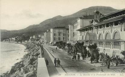  CPA FRANCE 06 "Menton, le marché et la promenade du midi"