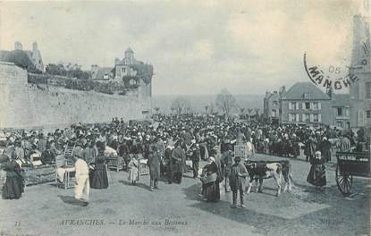 / CPA FRANCE 50 "Avranches, la marché aux bestiaux"