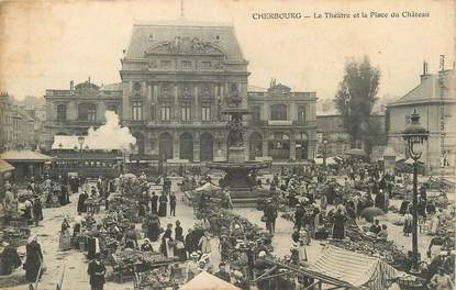 / CPA FRANCE 50 "Cherbourg, le théâtre et la place du château "