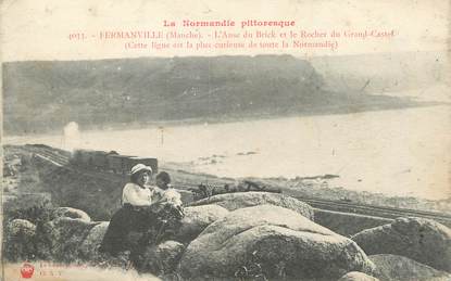 / CPA FRANCE 50 "Fermanville, l'anse du Brick et le rocher du Grand Castel"