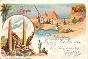 Egypte CPA EGYPTE "Souvenir d'Egypte, les deux obélisques à Karnak et les pyramides"