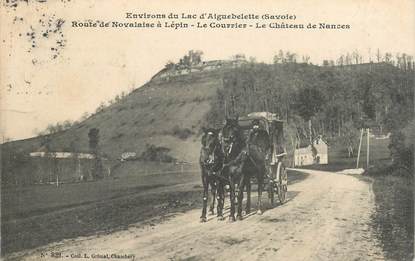 CPA FRANCE 73 "Env. du Lac d'Aiguebelette, Route de Novalaise à Lépin, le courrier"