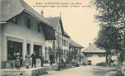 CPA FRANCE 73 "Le Montcel, la Boulangerie Pégaz, les Ecoles et la mairie"