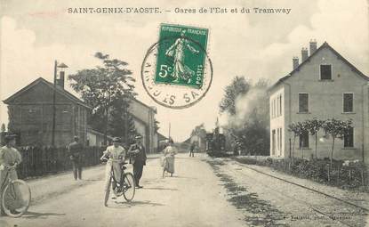   CPA  FRANCE 73  "Saint Genix d'Aoste, les gares de l'Est et du Tramway"