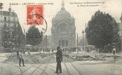 CPA FRANCE 75008 "Paris, Travaux de consolidation sur la Place Saint Augustin"