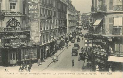 CPA FRANCE 75009 "Paris, rue du Faubourg Montmartre, le grand carrefour Drouot La Fayette"