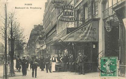 CPA FRANCE 75010 "Paris, Boulevard de Strasbourg, Tabac Café Bonvallet"