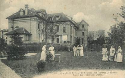  CPA FRANCE 75013 "Paris, Hopital Ecole de la Société de secours aux blessés militaires, Place des Peupliers"