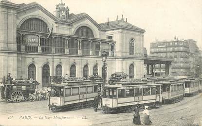   CPA FRANCE 75014"Paris, la gare Montparnasse" / TRAMWAY