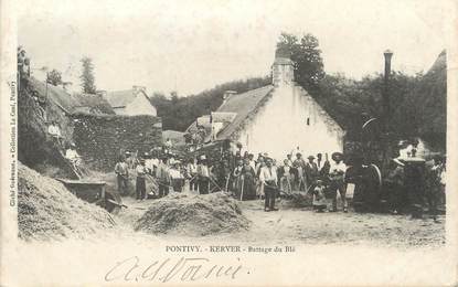 / CPA FRANCE 56 "Pontivy Kerver, battage du blé"