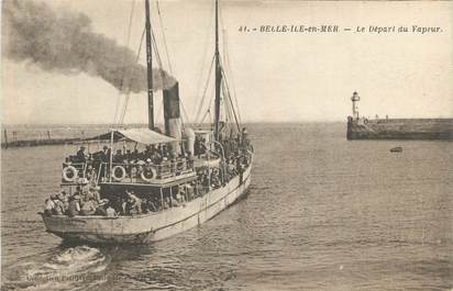 / CPA FRANCE 56 "Belle Ile en Mer, le départ du vapeur" / BATEAU