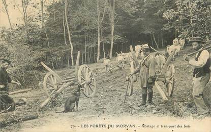 / CPA FRANCE 58 "Les Forêts du Morvan, abatage et transport des bois"