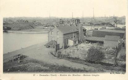 / CPA FRANCE 59 "Denain, rivière des Moulins, maison Linglin"