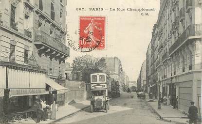CPA FRANCE 75017 "Paris, la rue Championnet" / BUS