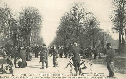 / CPA FRANCE 61 "Environs de Bagnoles de l'Orne, chasse à courre à Andaines"