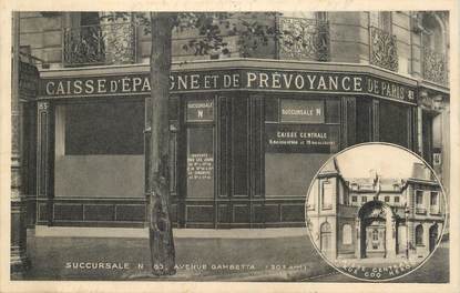 CPA FRANCE 75020 "Paris, banque Caisse d'Epargne, avenue Gambetta"