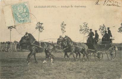 / CPA FRANCE 61 "Haras du Pin, attelage demi sang"