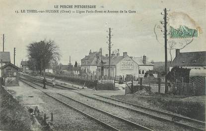 / CPA FRANCE 61 "Le Theil sur Huisne, ligne Paris Brest et av de la gare"