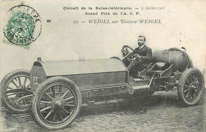 CPA AUTOMOBILE / Circuit de la Seine Inférieure, 1907, Weigel sur Voiture Weigel