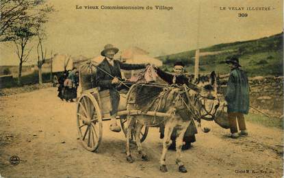 CPA FRANCE 43 "le vieux commissionnaire du village" / ATTELAGE ANE