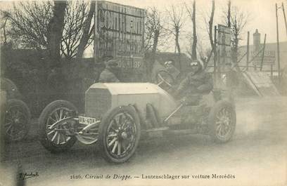 CPA AUTOMOBILE / Circuit de Dieppe, Lautenschlager sur Voiture Mercédès