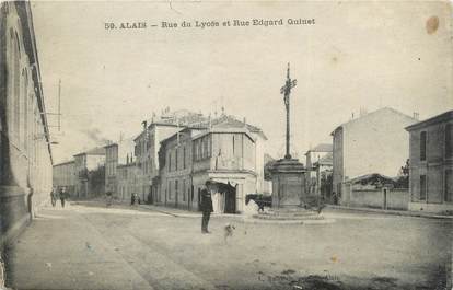/ CPA FRANCE 30 "Alais, rue du Lycée et rue Edgard Quinet"