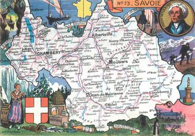 / CPSM FRANCE 73 "La Savoie" / CARTE GEOGRAPHIQUE