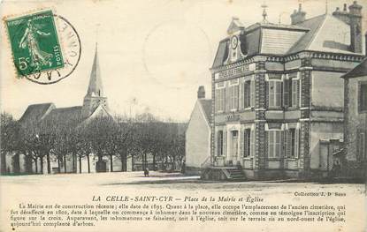 CPA FRANCE 89 "la Celle Saint Cyr, la place de la mairie et Eglise"