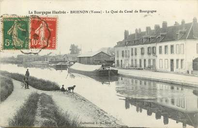 CPA FRANCE 89 "Brienon, le quai du canal de Bourgogne" / PENICHE / BATELLERIE