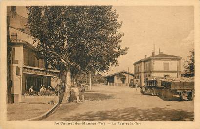 CPA FRANCE 83 "Le Cannet des Maures, la place et la gare"