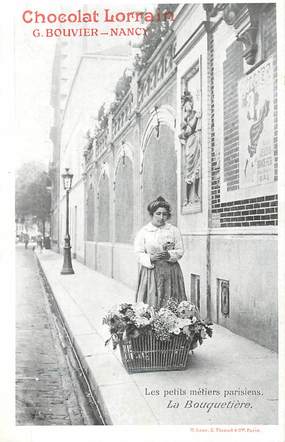 CPA FRANCE 75 "Paris, La Bouquetière" / PUB CHOCOLAT LORRAIN, NANCY