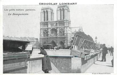 CPA FRANCE 75 "Paris, Le Bouquiniste" / PUB CHOCOLAT LOMBART