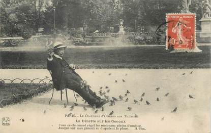   CPA  FRANCE  75 "Paris, Le Charmeur  d'Oiseaux au Jardin des Tuileries" 