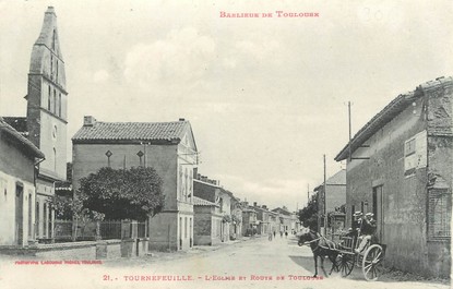 / CPA FRANCE 31 "Tournefeuille, l'église et route de Toulouse"