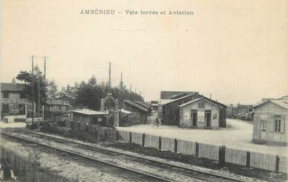 / CPA FRANCE 01 "Ambérieu, voie ferrée et aviation"